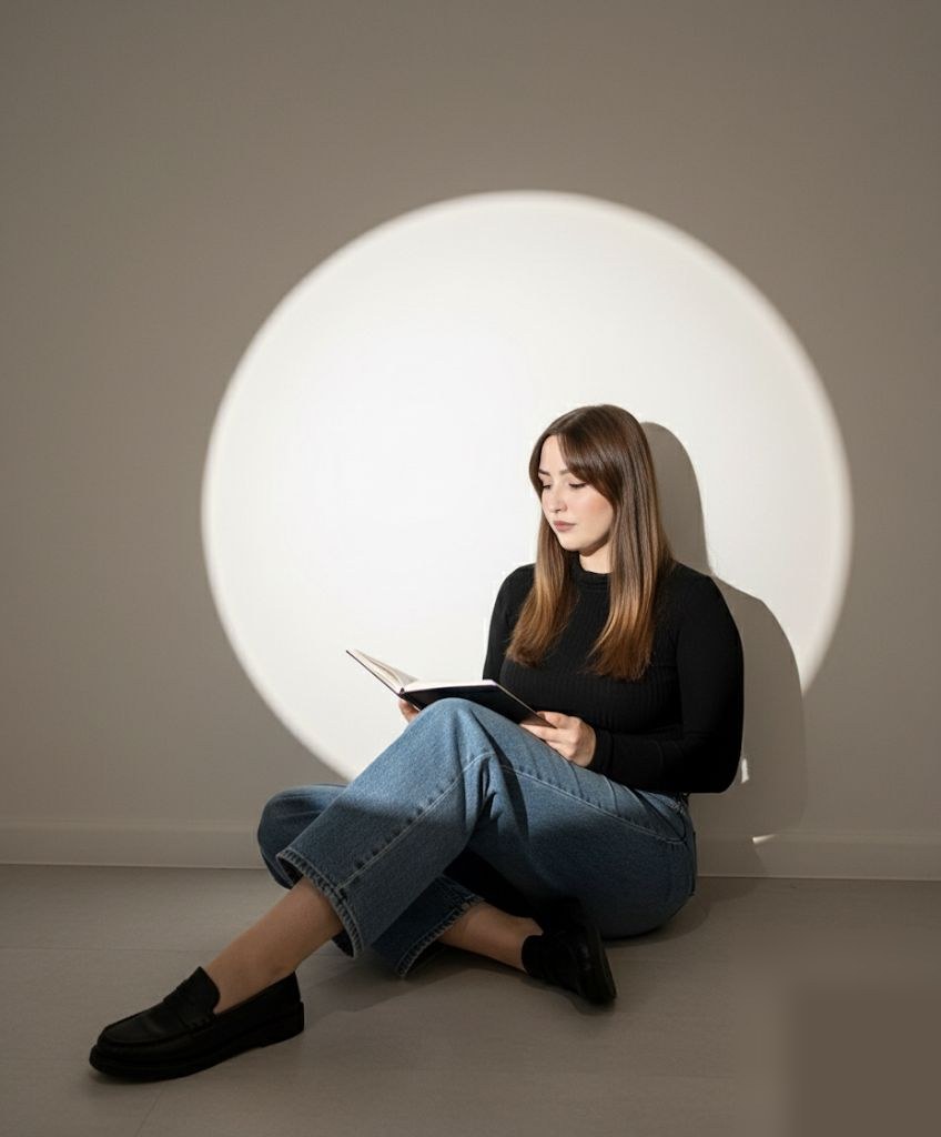 Laís Bornea em momento de leitura e estudo